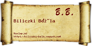 Biliczki Béla névjegykártya